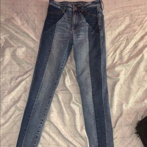 Two tone cropped jegging